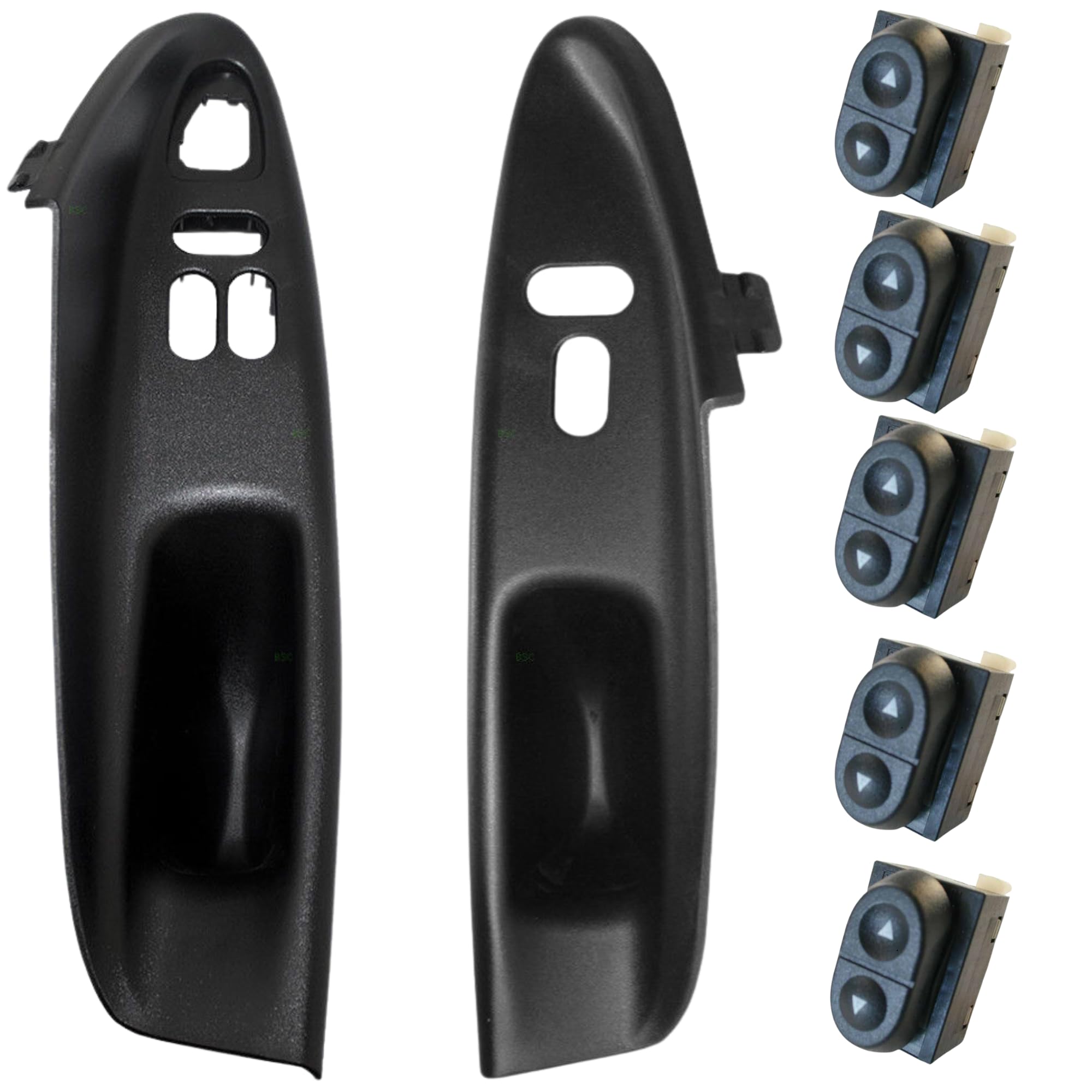 SWITCHDOCTOR Window Master and Front Passenger Bezel set for 1994-1998 Ford Mustang Coupe (Panel, Cover, Trim, Lock, Window Switch)