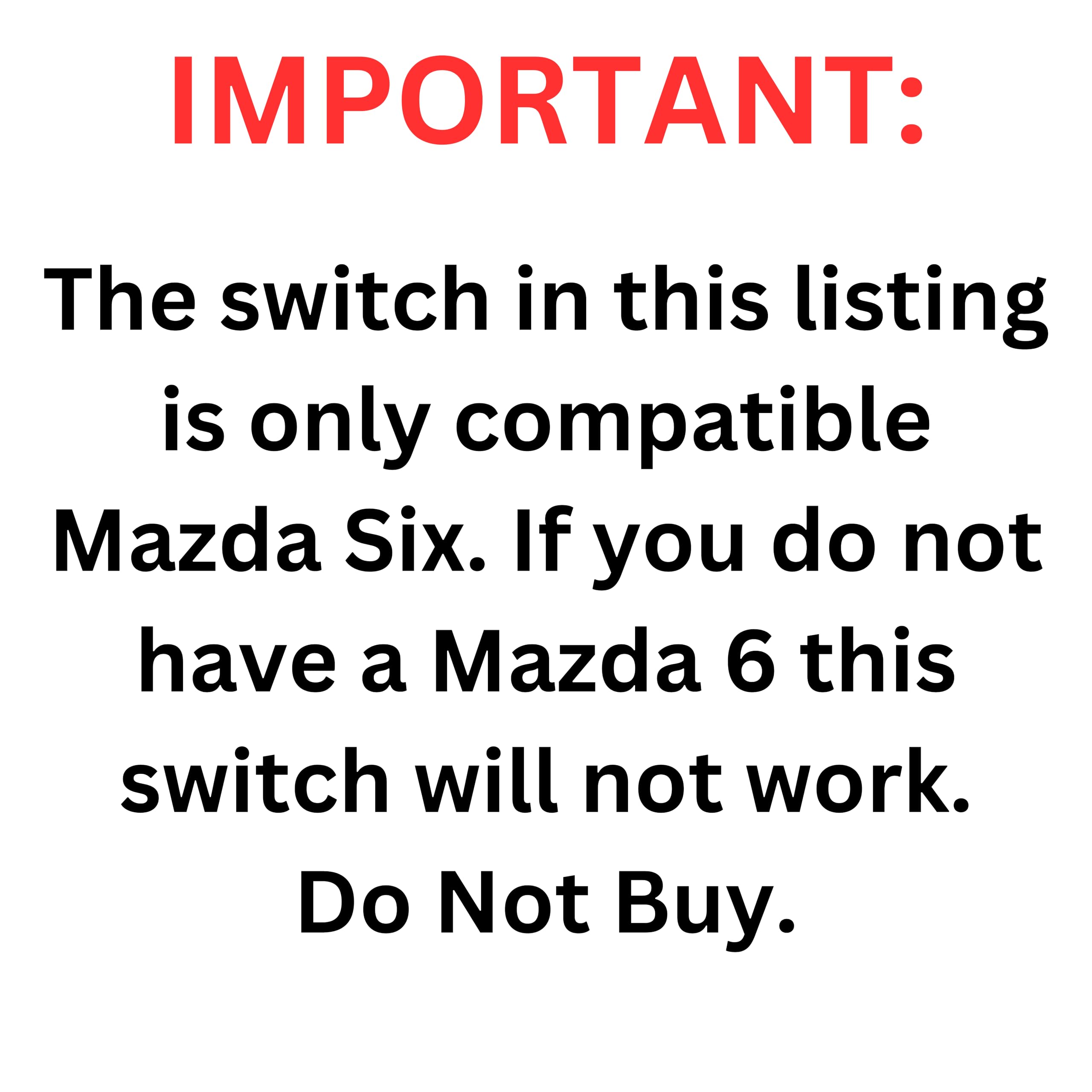 SWITCHDOCTOR Window Master Switch compatible with Mazda6 2006-2008 (Mazda 6) ONLY