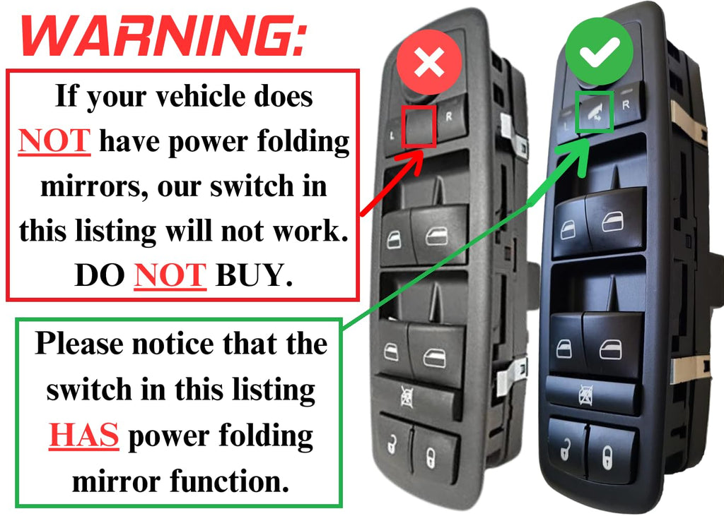 SWITCHDOCTOR Window Master Switch compatible with 2008-2011 Grand Caravan (Power Folding Mirrors)