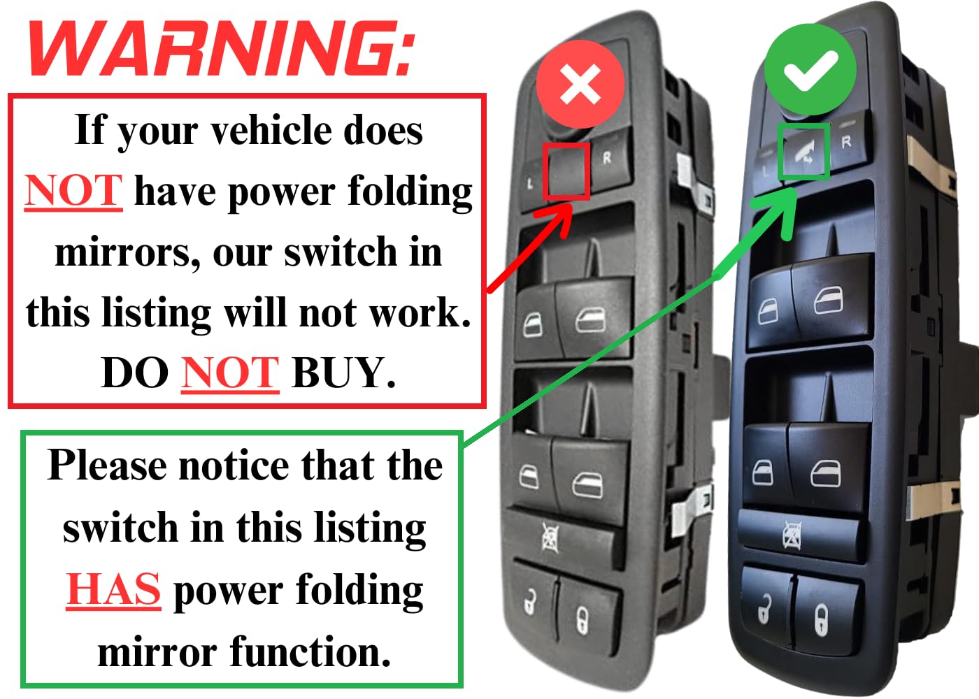 SWITCHDOCTOR Window Master Switch compatible with 2008-2011 Grand Caravan (Power Folding Mirrors)