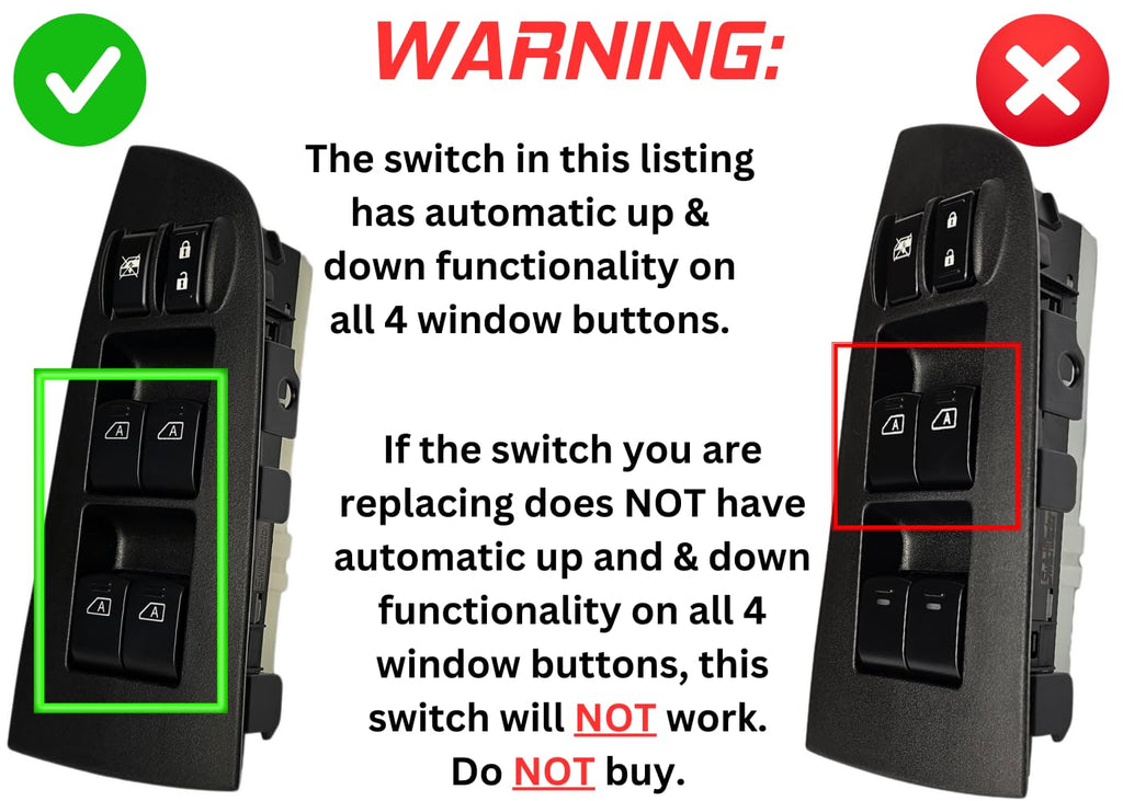 SWITCHDOCTOR Window Master Switch & Bezel Assembly for 2009-2014 Nissan Maxima SV
