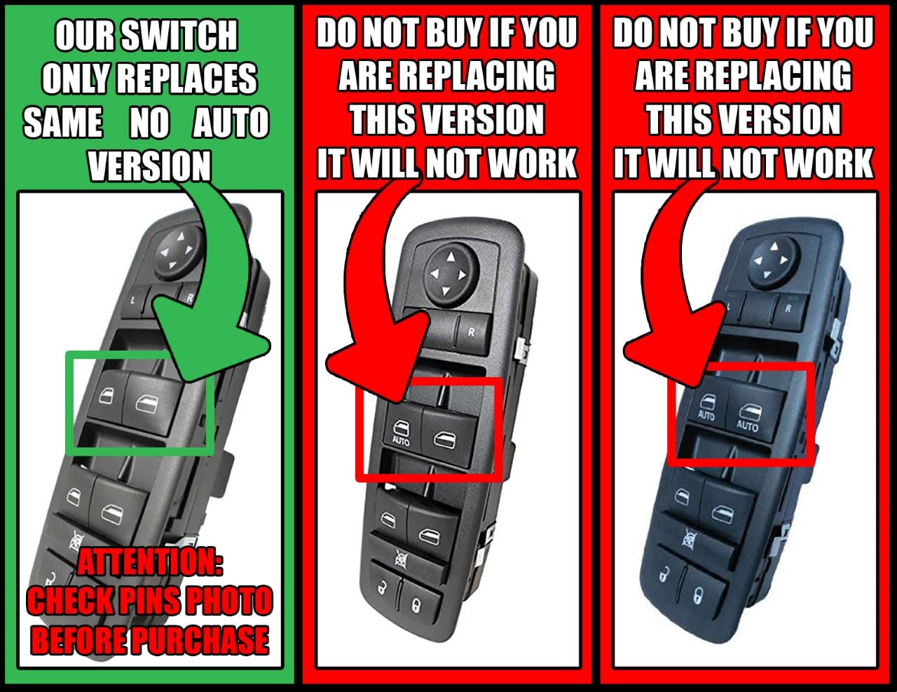 SWITCHDOCTOR Replacement for Window Master Switch for 2011-2013 Grand Cherokee (Pin Check Required)