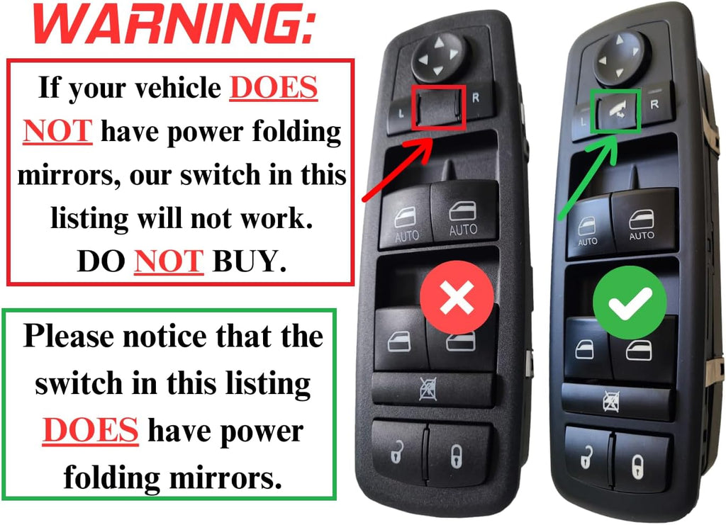 SWITCHDOCTOR Window Master Switch for 2016-2018 Dodge Ram 1500 2500 3500, 2019-2022 Ram 1500 Classic (Quad Cab, Crew)