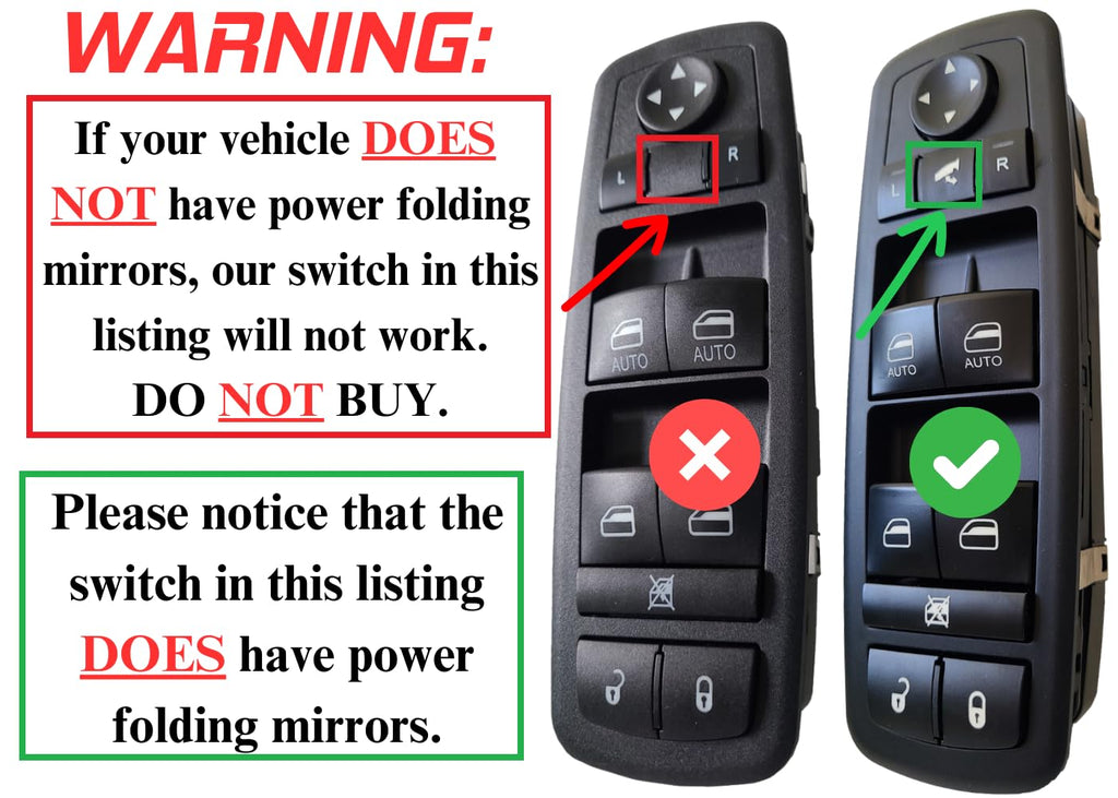 SWITCHDOCTOR Window Master Switch compatible with 2016-2018 Ram 1500 2500 3500, 2019-2022 Ram 1500 Classic, 2011-2012 Journey