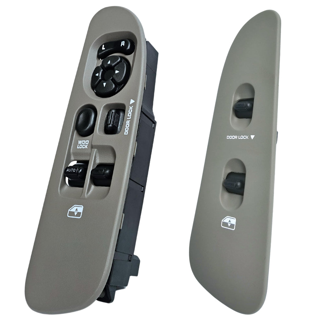 SWITCHDOCTOR Window Master Switch & Front Passenger Tan Bezel Assebmly for 2002-2009 Dodge Ram (Regular Cab, Single Cab, Full Assembly)