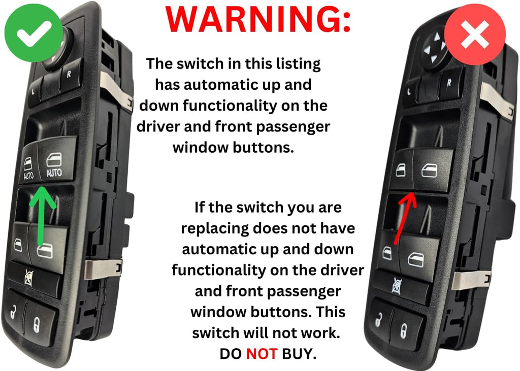 SWITCHDOCTOR Window Master Switch for 2011-2020 Chrysler 300 and 2015-2017 Chrysler 200 (68139805AB, 56046823AE, 68231805AA, Power, Control, Button)