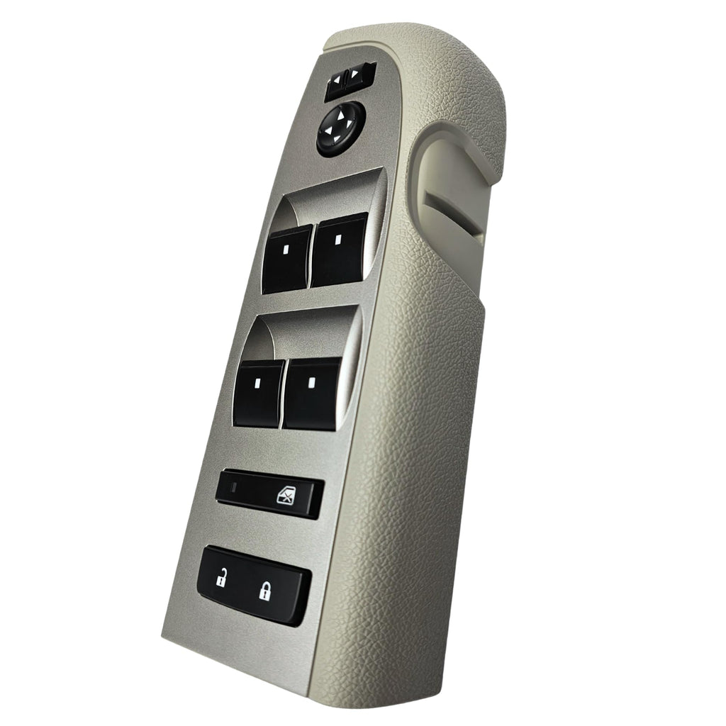 SWITCHDOCTOR Window Master Switch, Gray Bezel, Lock, & Mirror for 2010-2013 Chevrolet Silverado & GMC Sierra (Full Assembly, Light Titanium, Crew, Extended Cab Pickup, Chevy)