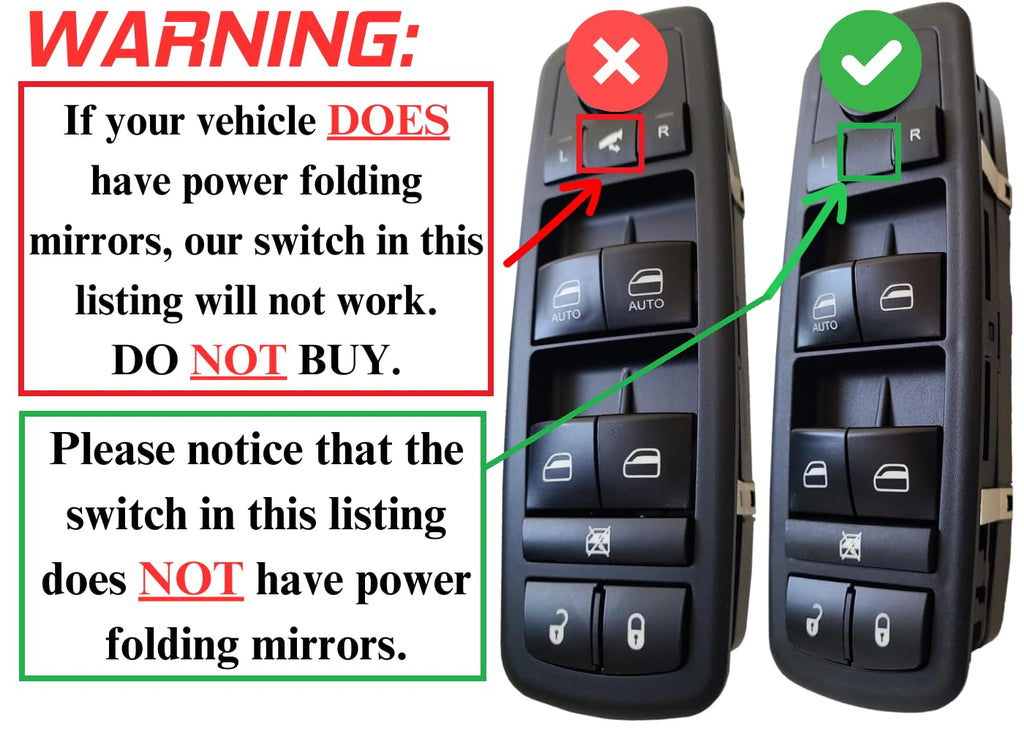 SWITCHDOCTOR Window Master Switch compatible with 2017-2022 Jeep Cherokee, 2018-2021 Pacifica, 2020-2021 Voyager, and 2017 200,