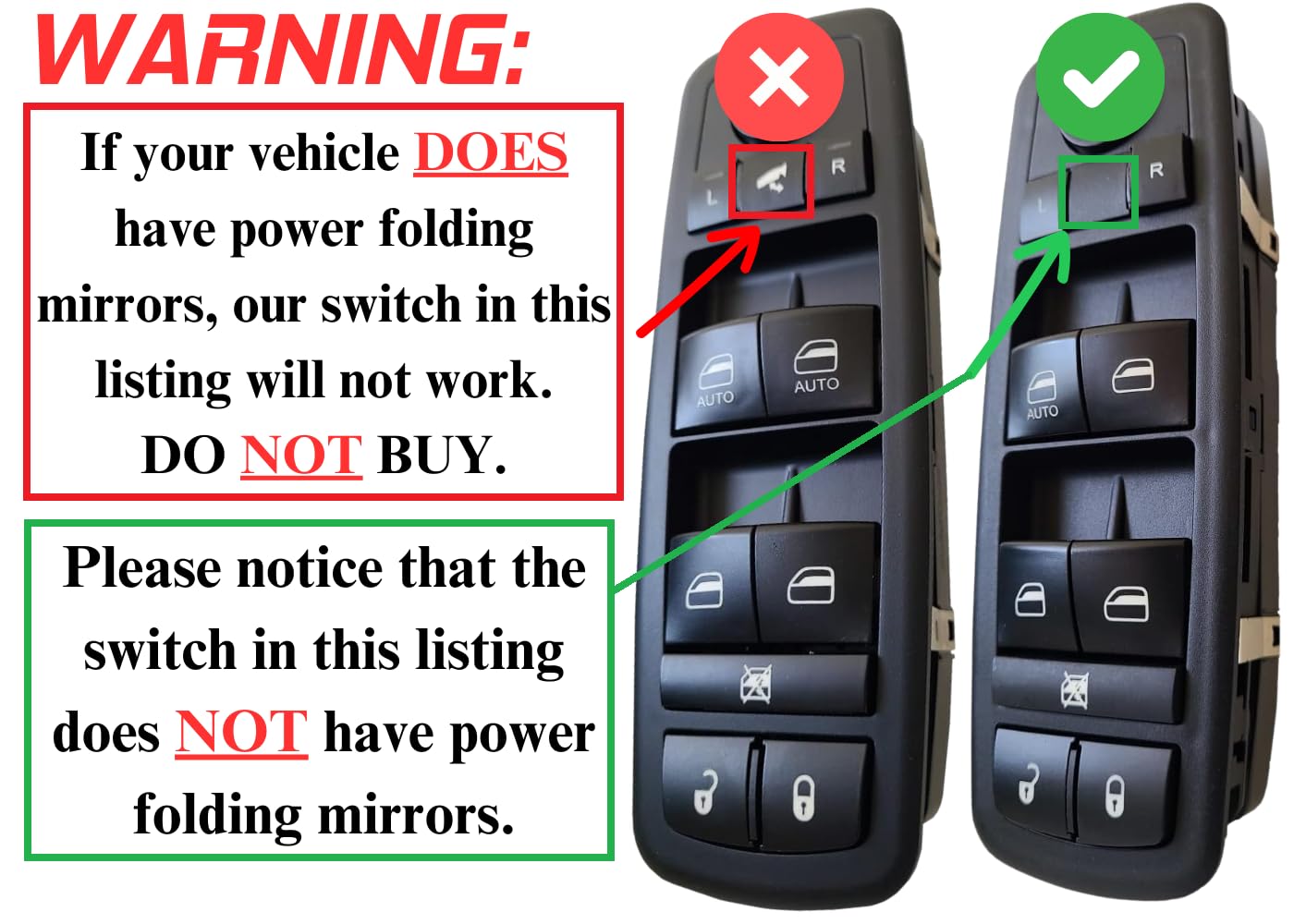 SWITCHDOCTOR Window Master Switch compatible with 2017-2022 Jeep Cherokee, 2018-2021 Pacifica, 2020-2021 Voyager, and 2017 200,