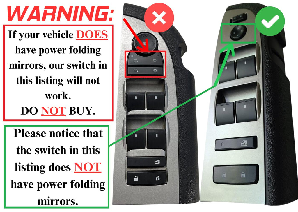 SWITCHDOCTOR Window Master Switch & Bezel for 2007-2009 Chevrolet Silverado & GMC Sierra (Without Power Folding Mirrors)