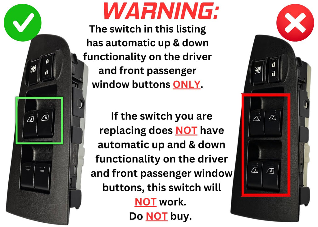 SWITCHDOCTOR Window Master Switch & Bezel Set for 2009-2014 Nissan Maxima (S, SV)