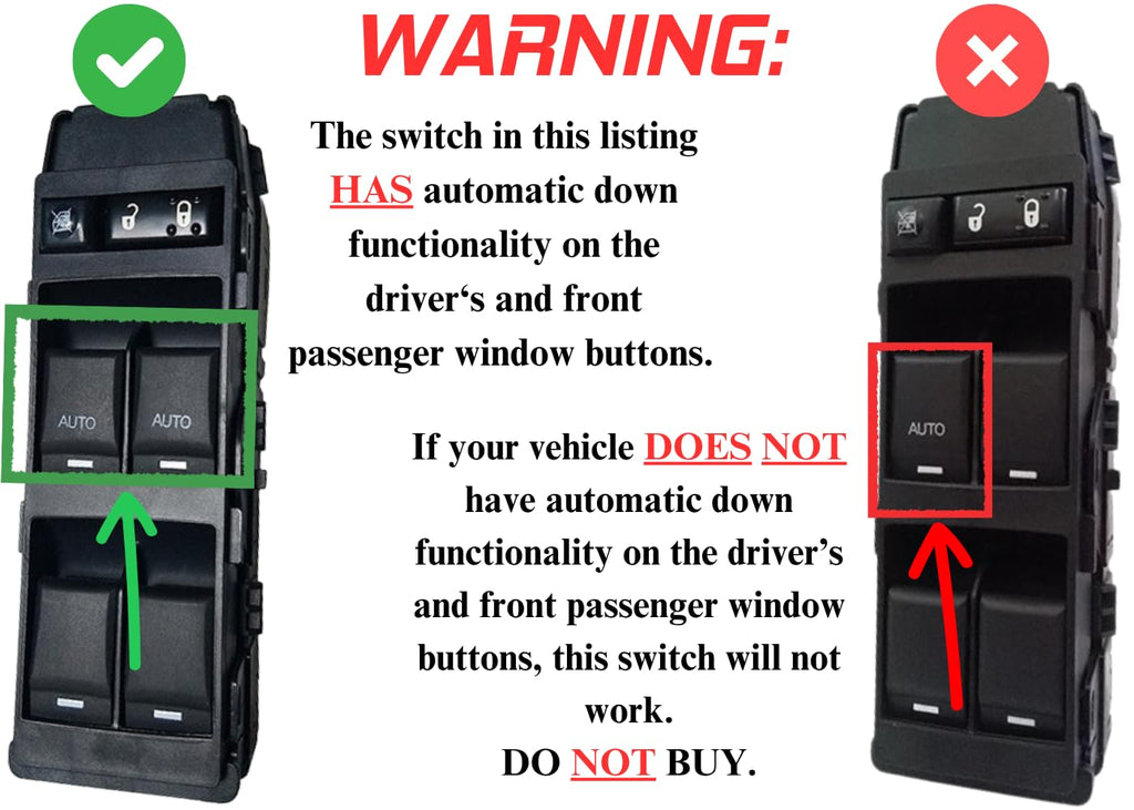 SWITCHDOCTOR Window Master Switch & Front Passenger Bezel Full Assembly for 2011-2014 Dodge Avenger (Pin Check Required Before Purchase)
