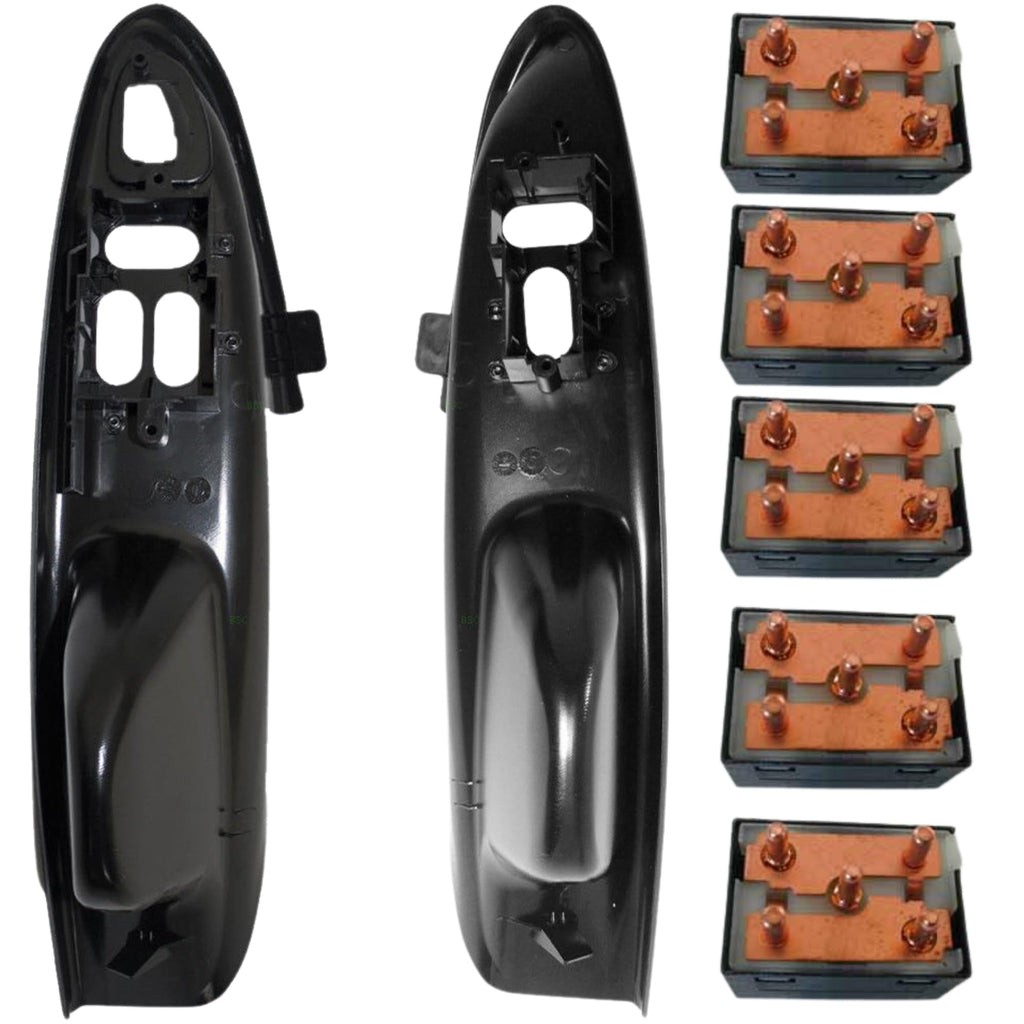 SWITCHDOCTOR Window Master and Front Passenger Bezel set for 1994-1998 Ford Mustang Coupe (Panel, Cover, Trim, Lock, Window Switch)