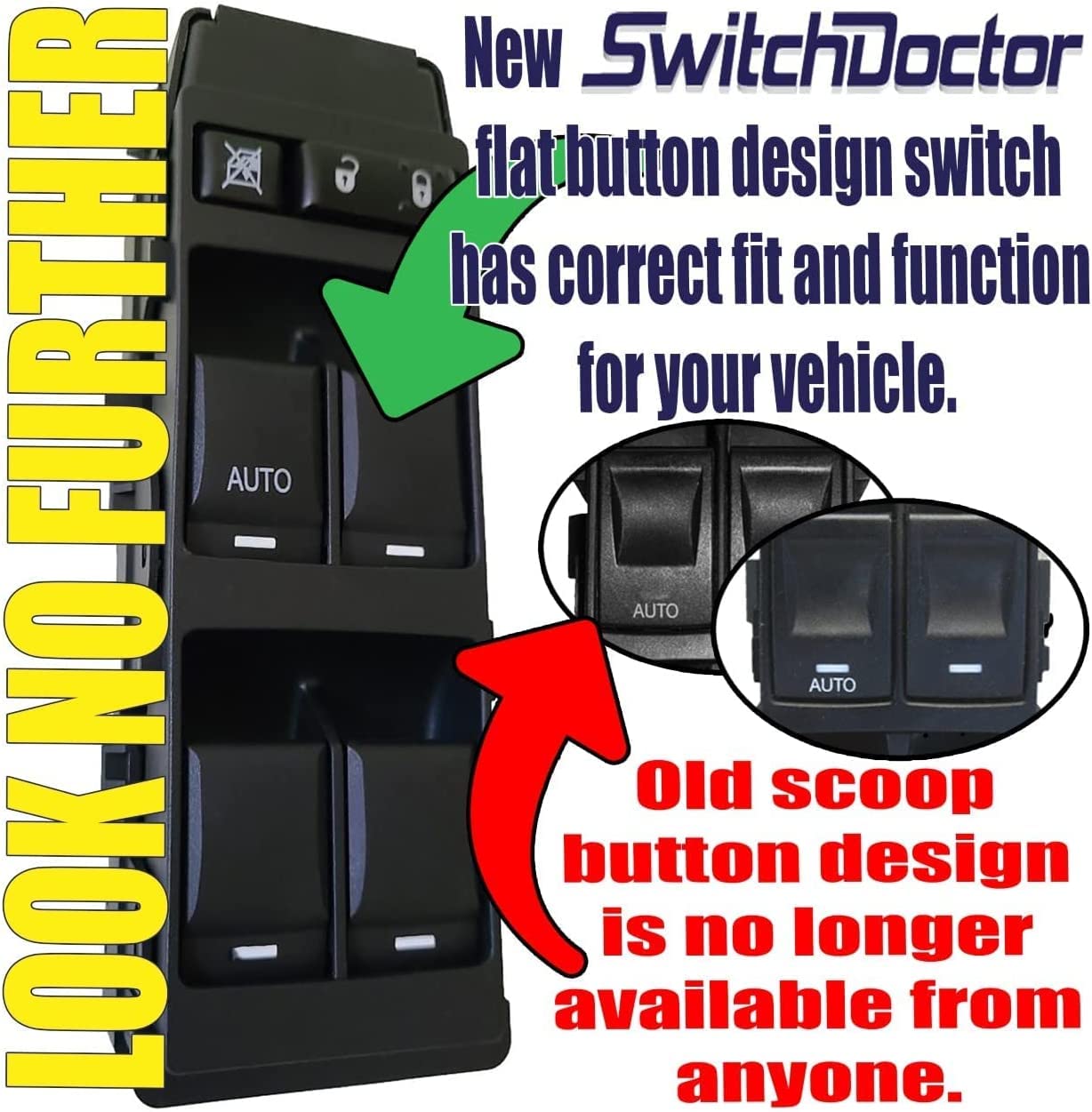 SWITCHDOCTOR Window Master Switch compatible with Dodge Durango 2004-2006 (1 Touch Down)