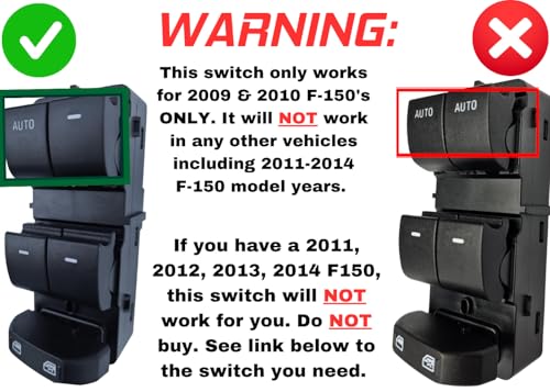 Window Master Switch & Black Bezel Assembly for 2009, 2010 Ford F-150 F150