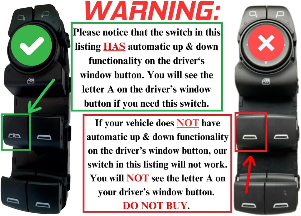 Window Master Switch for 2016-2022 Chevrolet Malibu and 2018-2022 Traverse