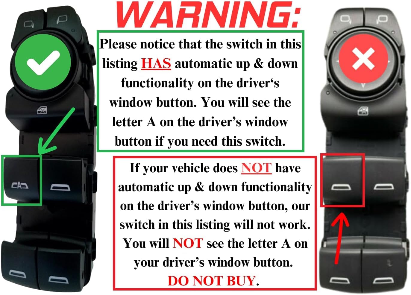 Window Master Switch for 2016-2022 Chevrolet Malibu and 2018-2022 Traverse