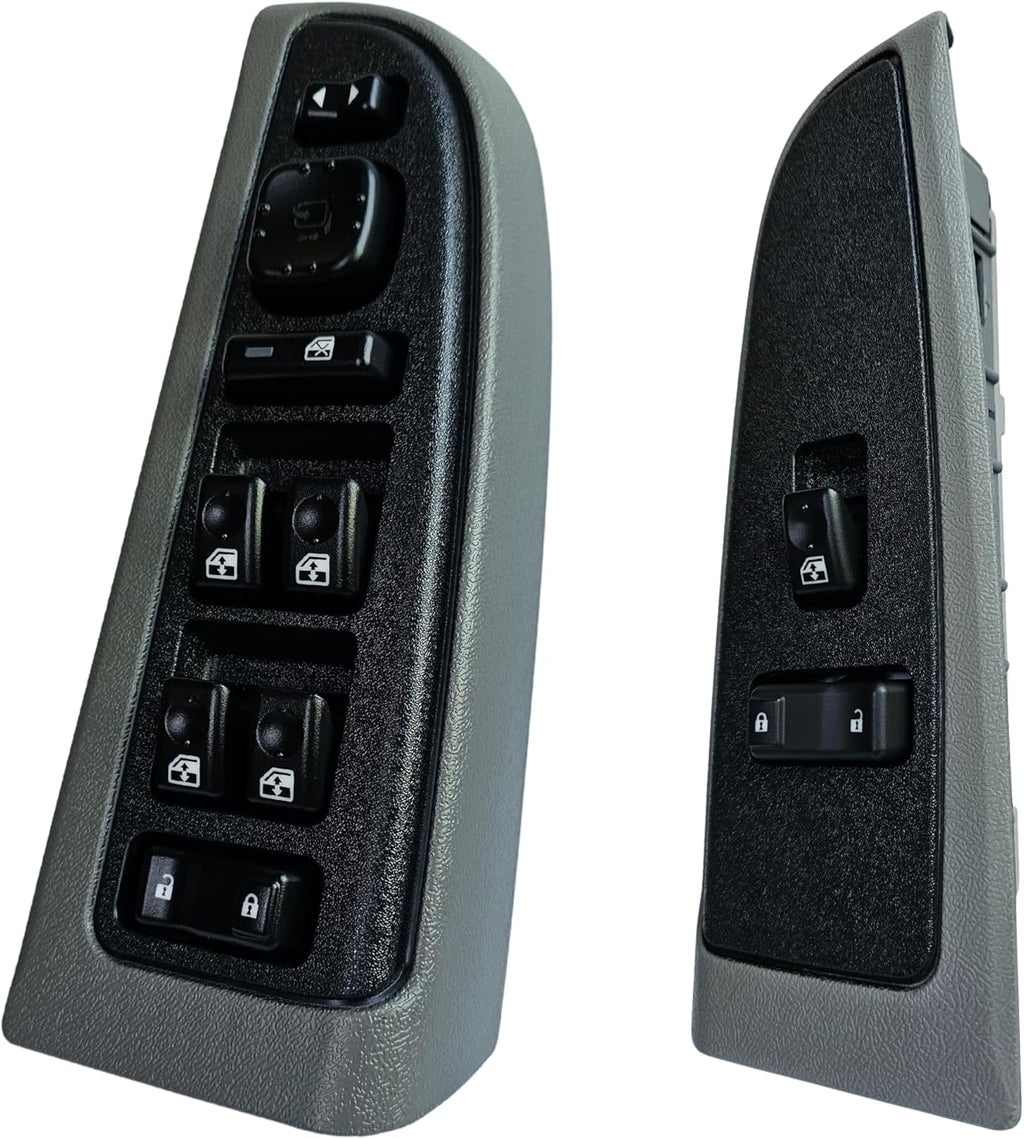 Window Master Switch & Front Passenger for 2003-2006 GMC Sierra, Chevrolet Silverado, Suburban, Tahoe, Yukon, Avalanche (Light Gray, Crew Cab)