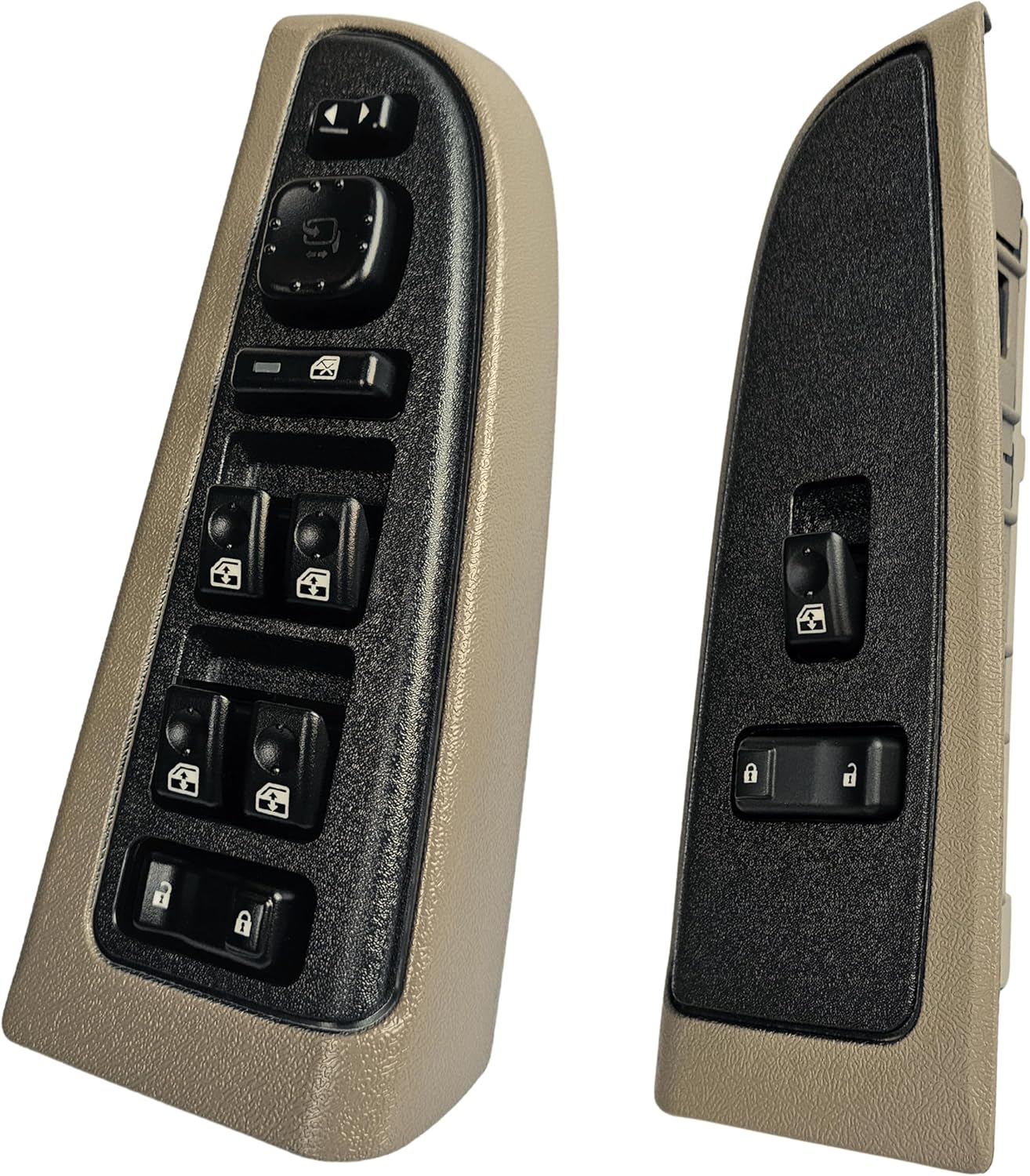 Window Master Switch & Front Passenger Tan Assembly for 2003-2006 GMC Sierra, Chevrolet Silverado, Suburban, Tahoe, Yukon, Avalanche (Crew Cab)