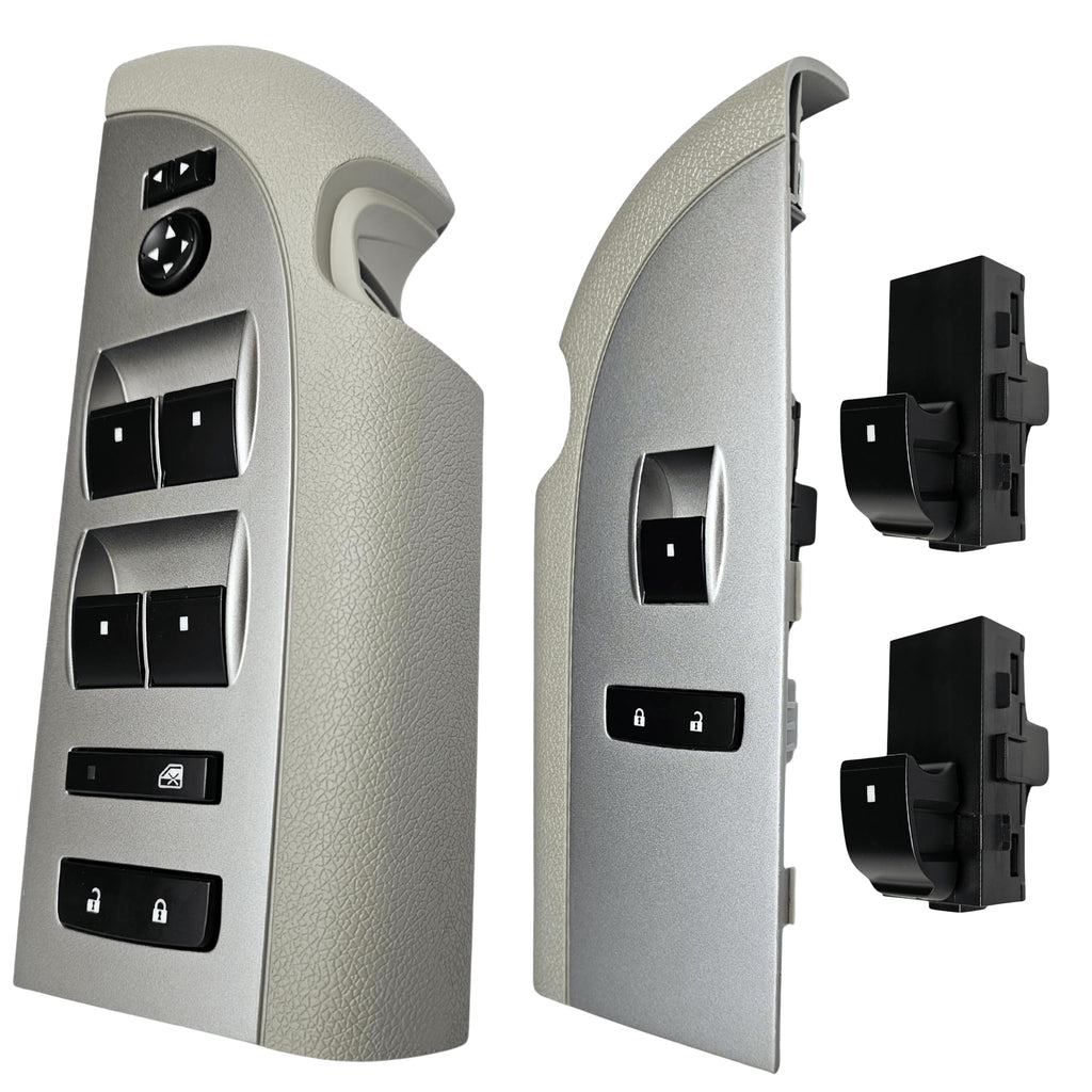 SWITCHDOCTOR Window Master Switch & Front Passenger Assembly Gray for 2007-2009 Chevrolet Silverado and GMC Sierra (Crew, Extended Cab Pickup, Full Assembly, Chevy)
