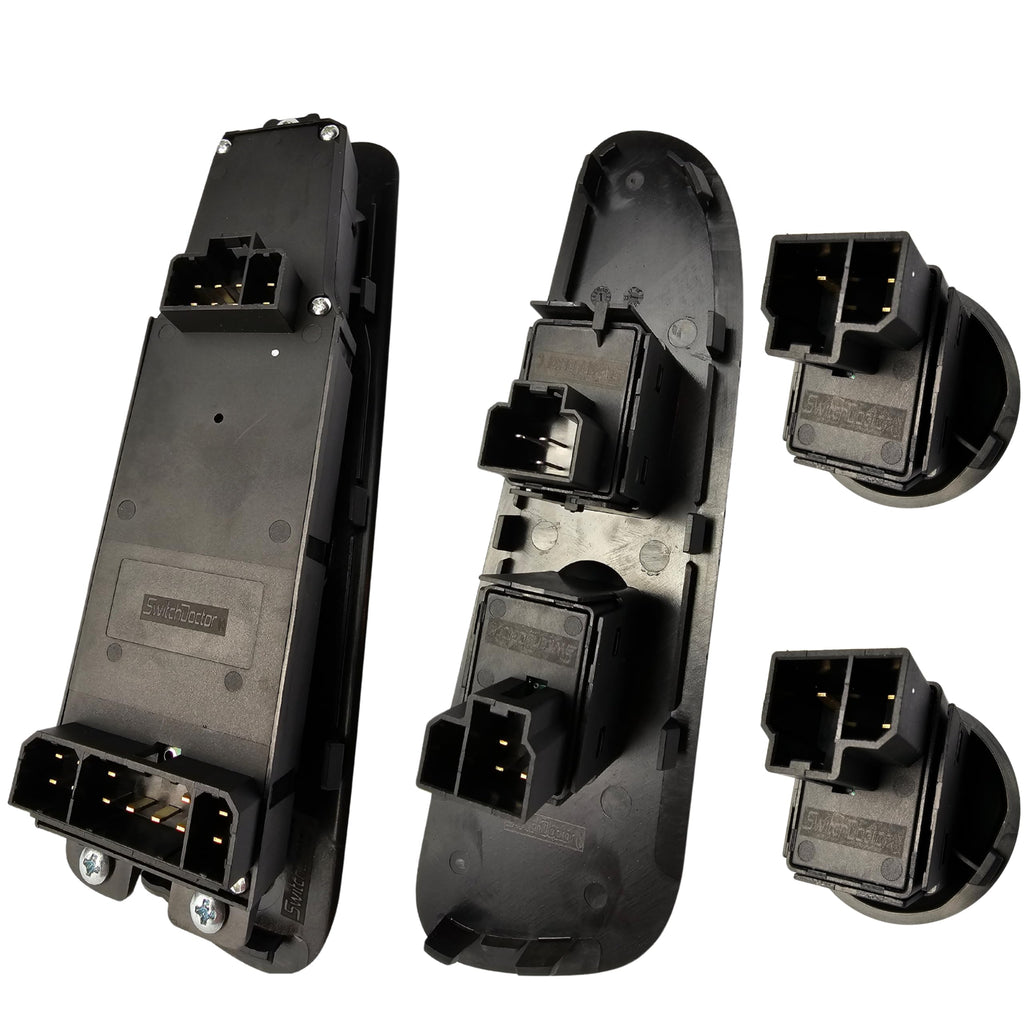 SWITCHDOCTOR Window Master Switch & Passenger Assembly for 2002, 2003, 2004, 2005, 2006, 2007, 2008 Dodge Ram (Quad Cab, Crew, Black Bezel, Dark Slate Gray)