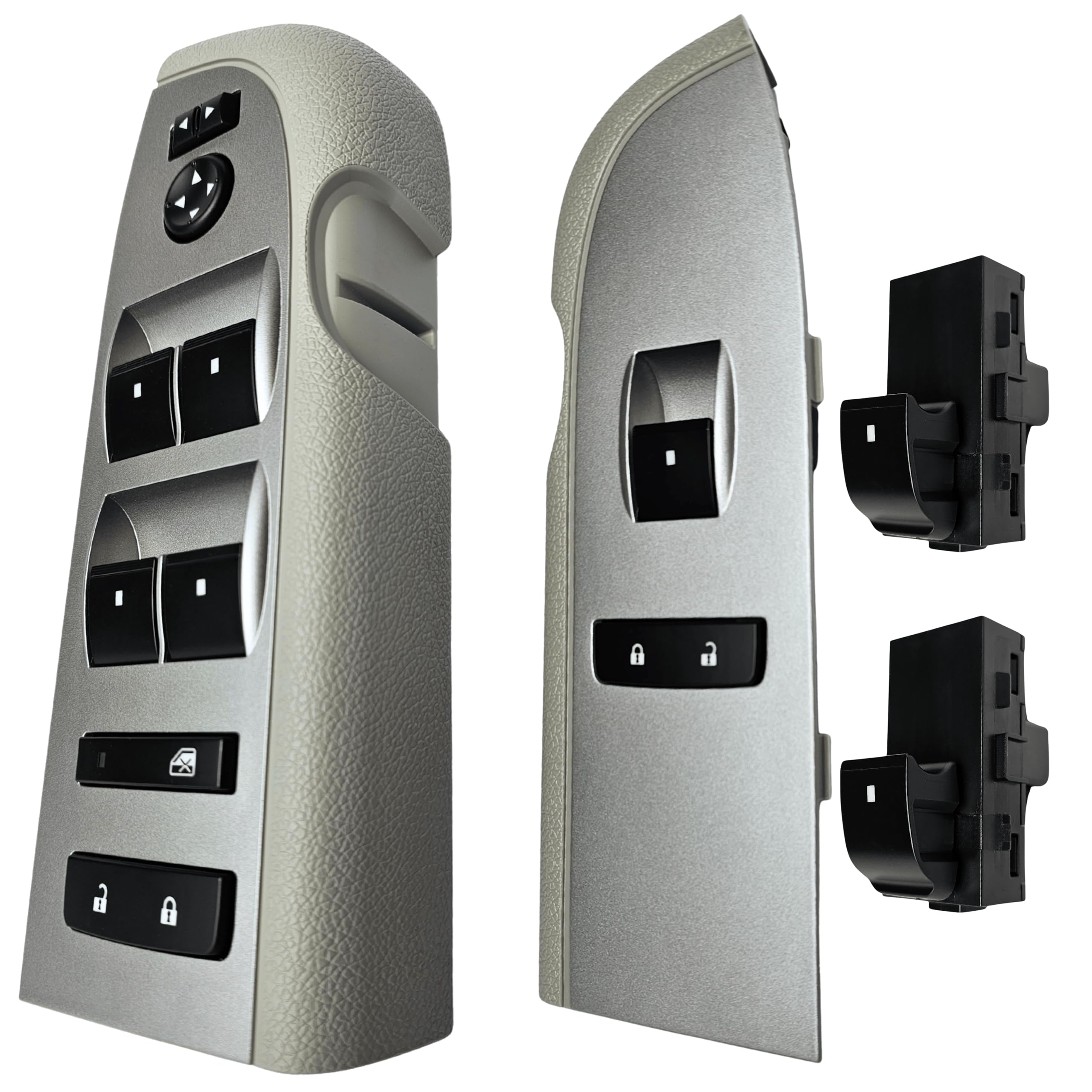 SWITCHDOCTOR Window Master Switch & Front Passenger Assembly Gray for 2010-2013 Chevrolet Silverado and GMC Sierra (Crew, Extended Cab Pickup, Full Assembly, Chevy)