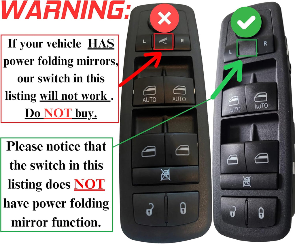SWITCHDOCTOR Window Master Switch for 2012-2016 Chrysler Town & Country; 2012-2020 Dodge Grand Caravan; 2013-2015 Ram (Quad Cab, Crew, Van)
