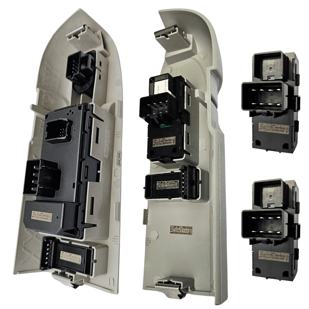 SWITCHDOCTOR Window Master Switch & Front Passenger Assembly Gray for 2010-2013 Chevrolet Silverado and GMC Sierra (Crew, Extended Cab Pickup, Full Assembly, Chevy)