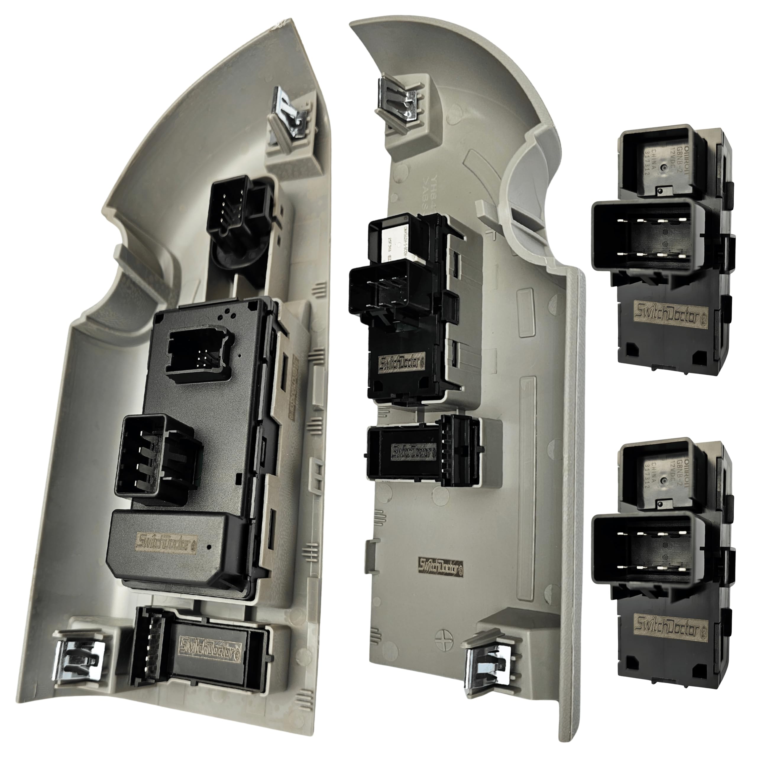 SWITCHDOCTOR Window Master Switch & Front Passenger Assembly Gray for 2007-2009 Chevrolet Silverado and GMC Sierra (Crew, Extended Cab Pickup, Full Assembly, Chevy)