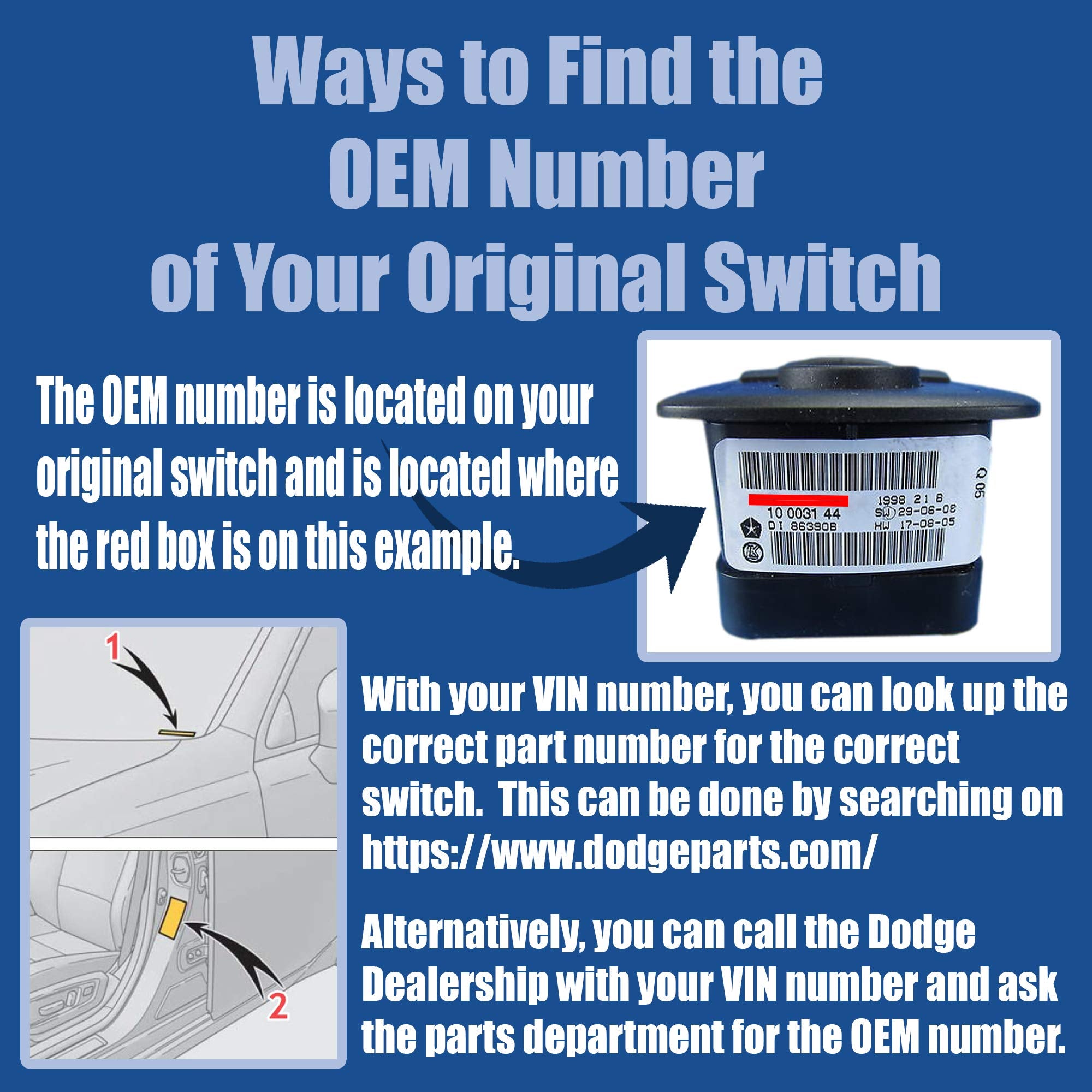 SWITCHDOCTOR Window Master Switch for 2016-2018 Dodge Ram 1500 2500 3500 4500 5500 Crew Cab