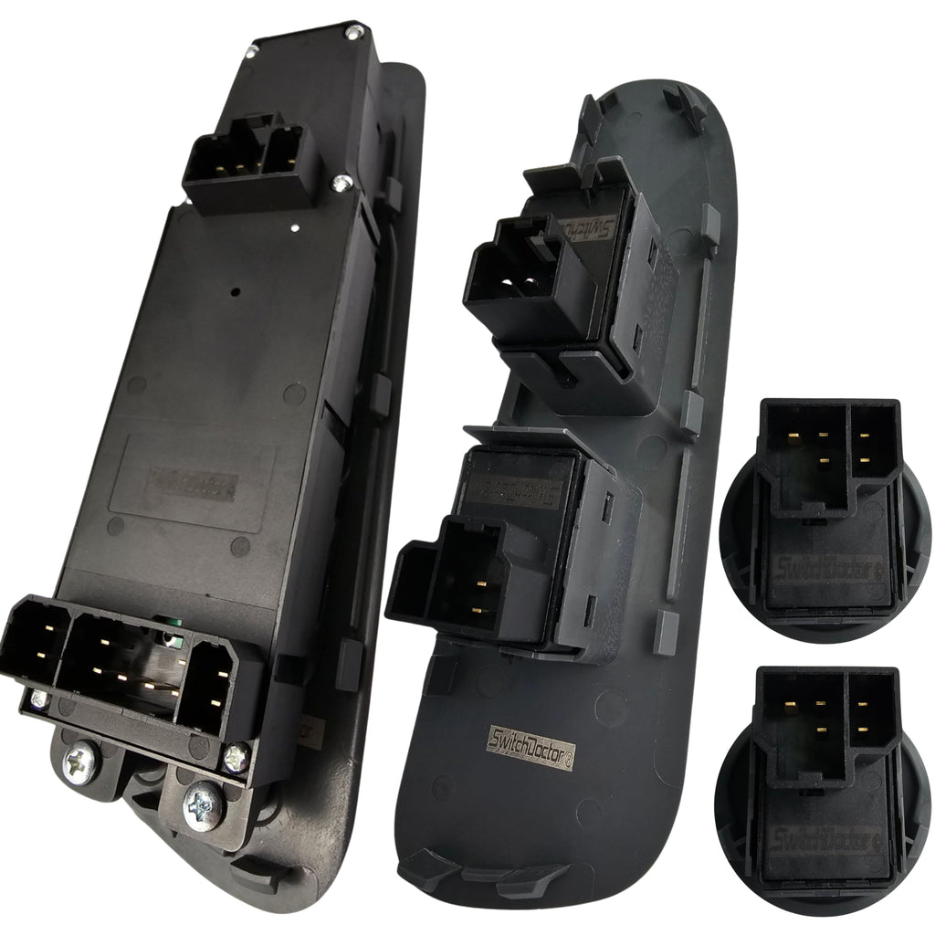 SWITCHDOCTOR Window Master Switch & Passenger Assembly for 2002, 2003, 2004, 2005, 2006, 2007, 2008 Dodge Ram (Quad Cab, Crew, Tan Bezel, Full Assembly)