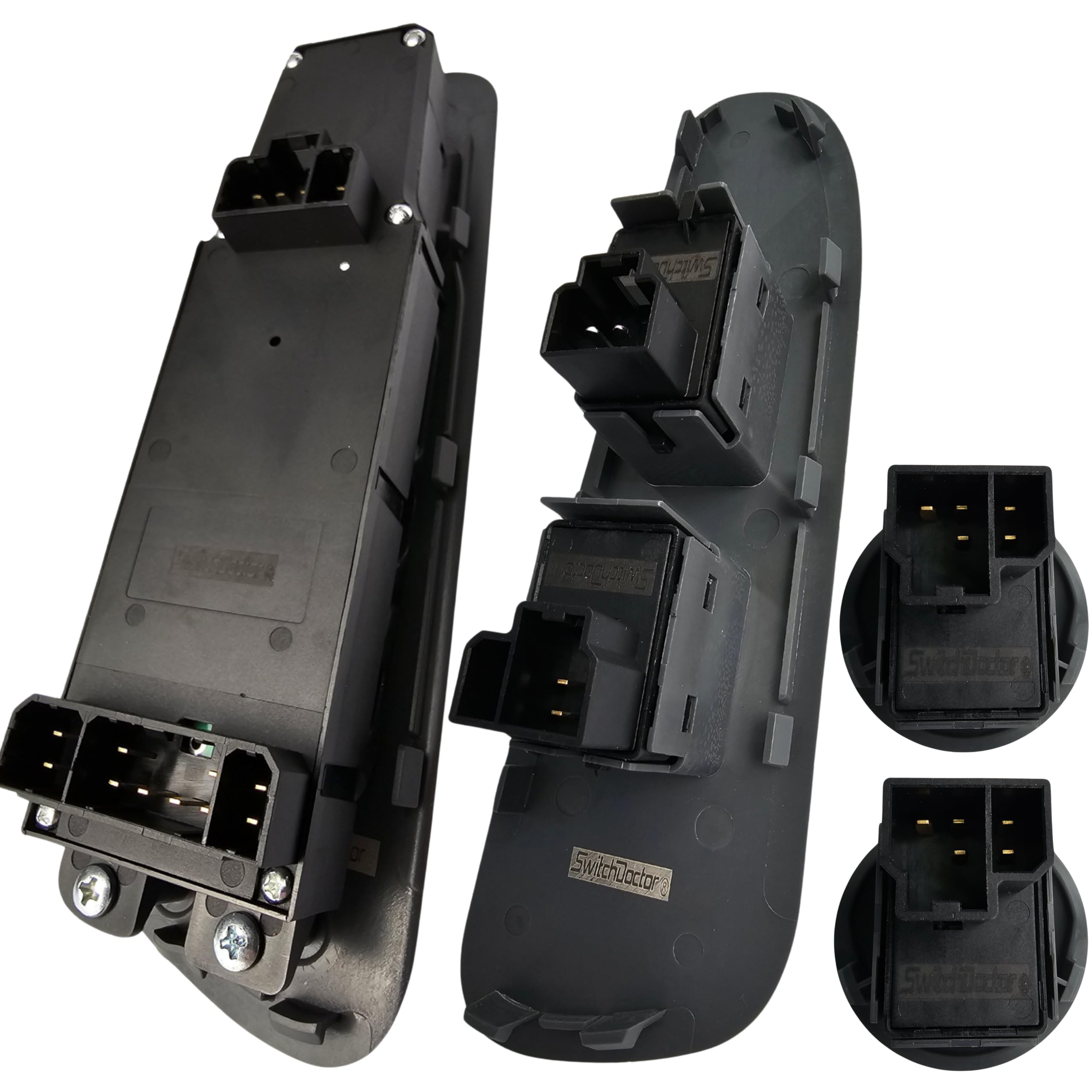 SWITCHDOCTOR Window Master Switch & Passenger Assembly for 2002, 2003, 2004, 2005, 2006, 2007, 2008 Dodge Ram (Quad Cab, Crew, Tan Bezel, Full Assembly)